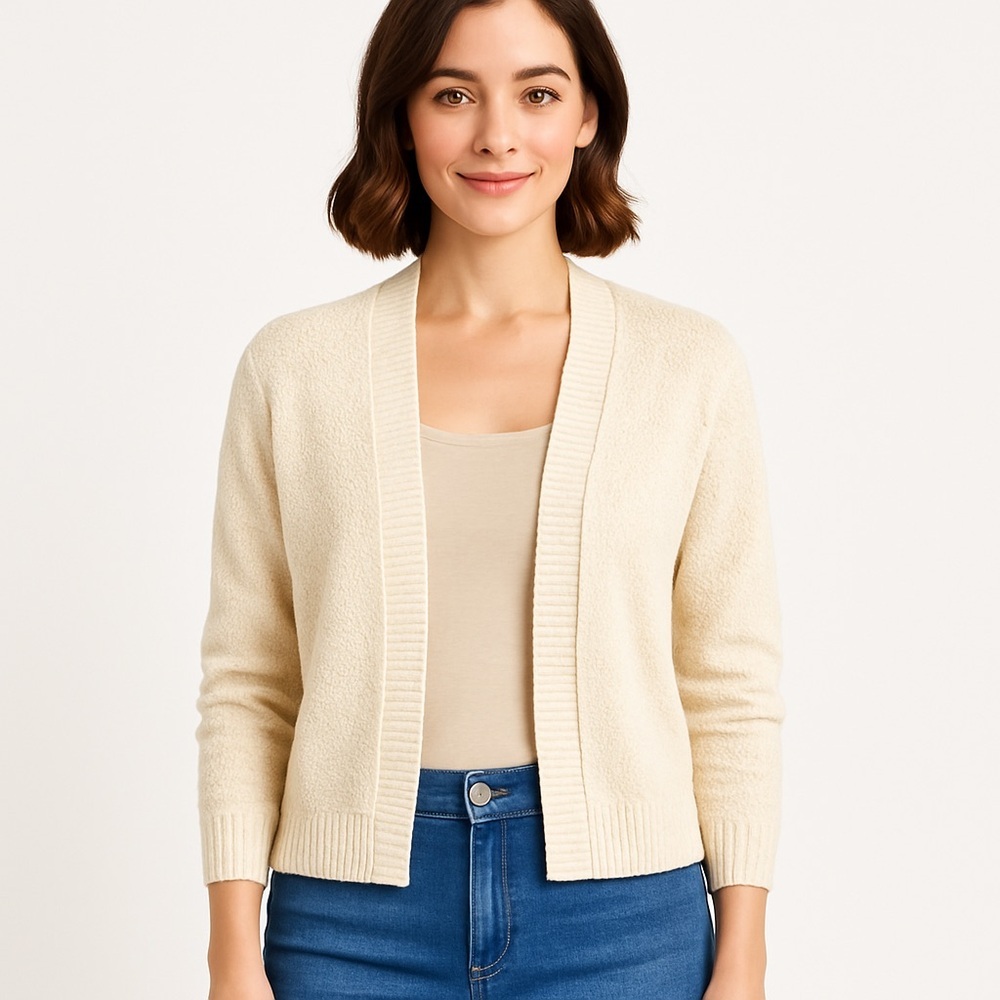 Kim Rogers open front cream cardigan, Size L